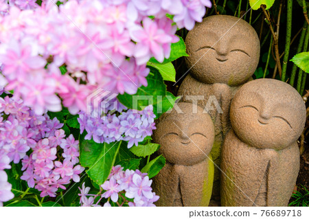 Ryoen Jizo and Hydrangea at Hase-dera Temple in Kamakura Ryoen Jizo and Hydrangea at Hase-dera Temple in Kamakura 76689718