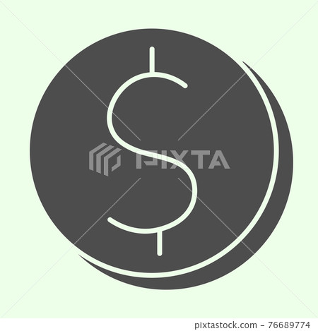 Coin money solid icon. Coin cash with dollar symbol glyph style pictogram on white background. Finance and money signs for mobile concept and web design. Vector graphics. Coin money solid icon. Coin cash with dollar symbol glyph style pictogram on white background. Finance and money signs for mobile concept and web design. Vector graphics. 76689774
