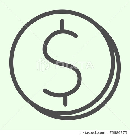 Coin money line icon. Coin cash with dollar symbol outline style pictogram on white background. Finance and money signs for mobile concept and web design. Vector graphics. Coin money line icon. Coin cash with dollar symbol outline style pictogram on white background. Finance and money signs for mobile concept and web design. Vector graphics. 76689775