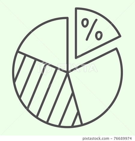 Circular diagram thin line icon. Pie chart with percent symbol outline style pictogram on white background. Circle business or school presentation for mobile concept and web design. Vector graphics. Circular diagram thin line icon. Pie chart with percent symbol outline style pictogram on white background. Circle business or school presentation for mobile concept and web design. Vector graphics. 76689974