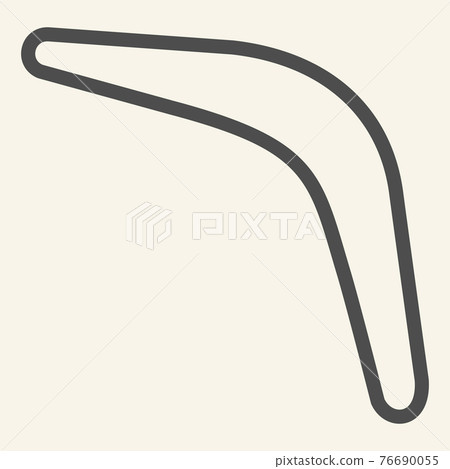 Boomerang line icon. Flying boomerang silhouette outline style pictogram on beige background. Sport and recreation signs for mobile concept and web design. Vector graphics. 76690055