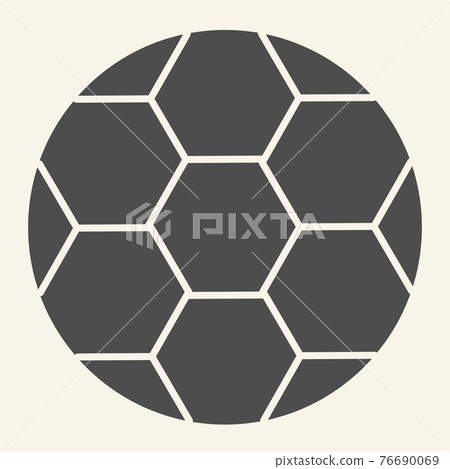 Soccer ball solid icon. Football ball glyph style pictogram on beige background. Sport and recreation signs for mobile concept and web design. Vector graphics. 76690069
