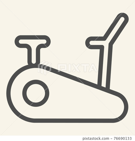 Exercise bike line icon. Exercycle outline style pictogram on beige background. Stationary fitness bike for mobile concept and web design. Vector graphics. 76690133