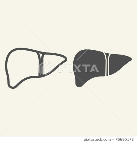 Liver organ line and solid icon. Human liver... - Stock Illustration ...