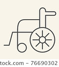 Disabled carriage thin line icon. Hospital wheelchair outline style pictogram on white background. Medical transportation for mobile concept and web design. Vector graphics. 76690302