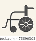 Disabled carriage solid icon. Hospital wheelchair glyph style pictogram on white background. Medical transportation for mobile concept and web design. Vector graphics. 76690303