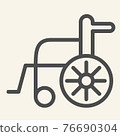 Disabled carriage line icon. Hospital wheelchair outline style pictogram on white background. Medical transportation for mobile concept and web design. Vector graphics. 76690304
