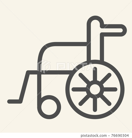 Disabled carriage line icon. Hospital wheelchair outline style pictogram on white background. Medical transportation for mobile concept and web design. Vector graphics. Disabled carriage line icon. Hospital wheelchair outline style pictogram on white background. Medical transportation for mobile concept and web design. Vector graphics. 76690304