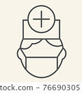 Male medical doctor thin line icon. Hospital healthcare staff outline style pictogram on white background. Physician for mobile concept and web design. Vector graphics. 76690305