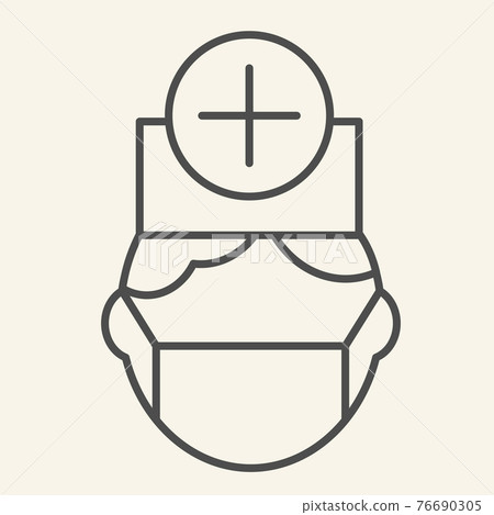 Male medical doctor thin line icon. Hospital healthcare staff outline style pictogram on white background. Physician for mobile concept and web design. Vector graphics. Male medical doctor thin line icon. Hospital healthcare staff outline style pictogram on white background. Physician for mobile concept and web design. Vector graphics. 76690305