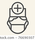 Male medical doctor line icon. Hospital healthcare staff outline style pictogram on white background. Physician for mobile concept and web design. Vector graphics. 76690307