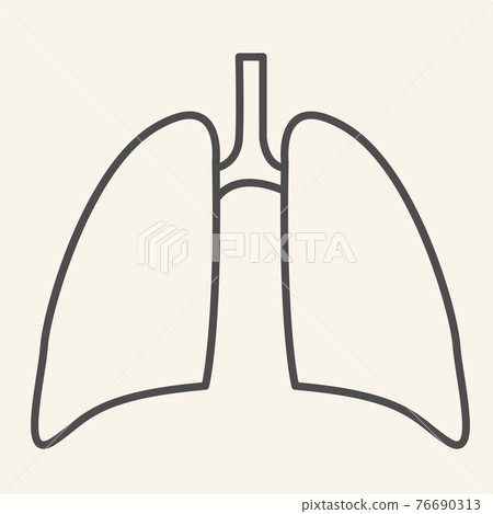 Lungs thin line icon. Human internal organ outline style pictogram on white background. Respiratory lung health for mobile concept and web design. Vector graphics. Lungs thin line icon. Human internal organ outline style pictogram on white background. Respiratory lung health for mobile concept and web design. Vector graphics. 76690313