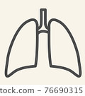Lungs line icon. Human internal organ outline style pictogram on white background. Respiratory lung health for mobile concept and web design. Vector graphics. 76690315
