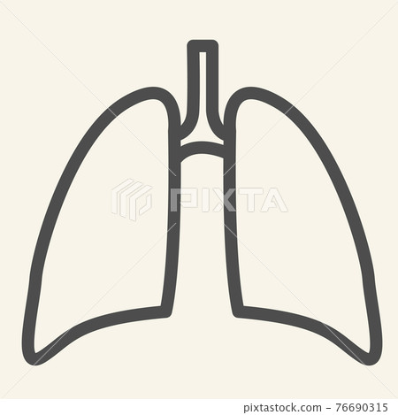 Lungs line icon. Human internal organ outline style pictogram on white background. Respiratory lung health for mobile concept and web design. Vector graphics. Lungs line icon. Human internal organ outline style pictogram on white background. Respiratory lung health for mobile concept and web design. Vector graphics. 76690315