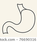 Stomach organ thin line icon. Human gastric organ outline style pictogram on white background. Medical health signs for mobile concept and web design. Vector graphics. 76690316