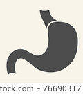 Stomach organ solid icon. Human gastric organ glyph style pictogram on white background. Medical health signs for mobile concept and web design. Vector graphics. 76690317