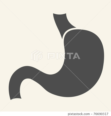 Stomach organ solid icon. Human gastric organ glyph style pictogram on white background. Medical health signs for mobile concept and web design. Vector graphics. 76690317