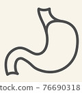 Stomach organ line icon. Human gastric organ outline style pictogram on white background. Medical health signs for mobile concept and web design. Vector graphics. 76690318