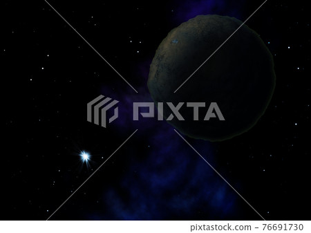 Planets in a space against stars and nebula. 76691730