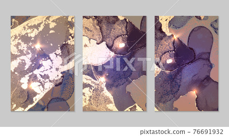 Purple and gold pattern with texture of geode and sparkles Purple and gold pattern with texture of geode and sparkles 76691932