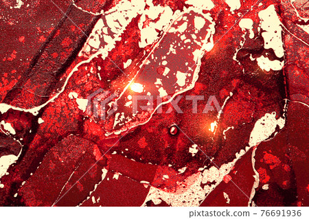 Red, maroon and gold abstract background. Alcohol ink marble texture Red, maroon and gold abstract background. Alcohol ink marble texture 76691936