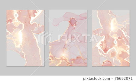 Pink, coral, peach and gold marble abstract backgrounds set Pink, coral, peach and gold marble abstract backgrounds set 76692071