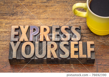 Express yourself word abstract 76692390