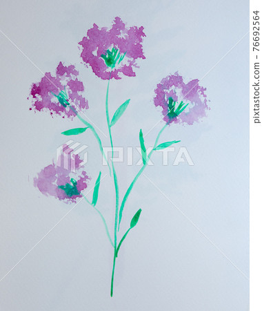 Watercolor abstract painting vibrant purple color flower branch with branch on white paper Watercolor abstract painting vibrant purple color flower branch with branch on white paper 76692564