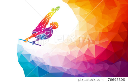 Horizontal bar male gymnast in artistic gymnastics vector 76692808