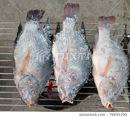 delicious grill fish in the kitchen 76693100