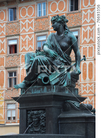 Detail of Erzherzog Johann fountain at Hauptplatz (main square), in Graz, Styria region, Austria. 76693356