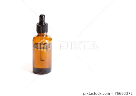 Amber Bottle with dropper isolated on white background 76693372
