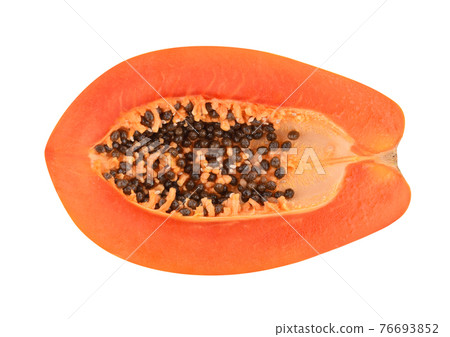 Top view of Papaya isolated on white background Top view of Papaya isolated on white background 76693852