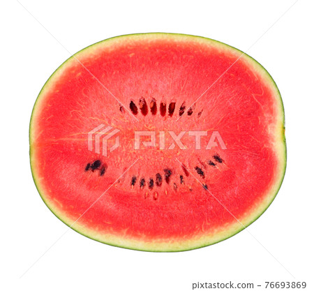 A half of fresh watermelon isolated on white background. A half of fresh watermelon isolated on white background. 76693869
