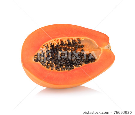 slices of sweet papaya on white background 76693920
