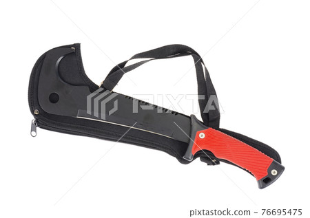 Machete with case isolated on white background. Photo 76695475