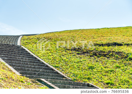 Green hill park and spring blue sky Green hill park and spring blue sky 76695836