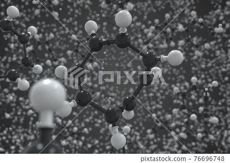 Molecule of cyclooctatetraene, ball-and-stick molecular model. Scientific 3d rendering 76696748