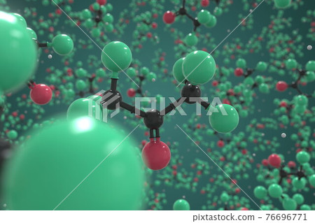 Hexafluoro-2-propanone molecule, ball-and-stick molecular model. Chemical 3d rendering Hexafluoro-2-propanone molecule, ball-and-stick molecular model. Chemical 3d rendering 76696771