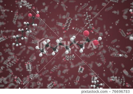 Octanoic acid molecule made with balls, conceptual molecular model. Chemical 3d rendering 76696783