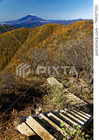 Autumnal leaves Tanzawa · Nabebarasan and Mt. Fuji 76697391