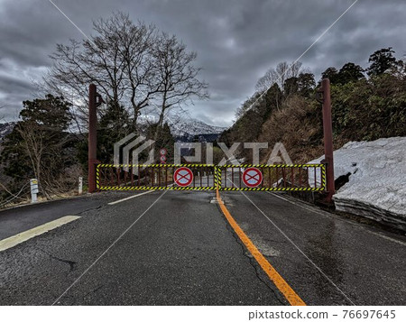 Winter closed road Winter closed road 76697645