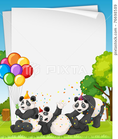 Blank banner with many panda in party theme - Stock Illustration ...