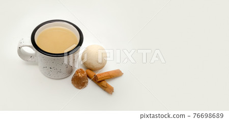 Mexican cuisine, corn masa atole, hot drink with copy space, top view Mexican cuisine, corn masa atole, hot drink with copy space, top view 76698689