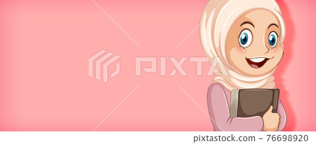 Muslim girl student holding book cartoon character isolated Muslim girl student holding book cartoon character isolated 76698920