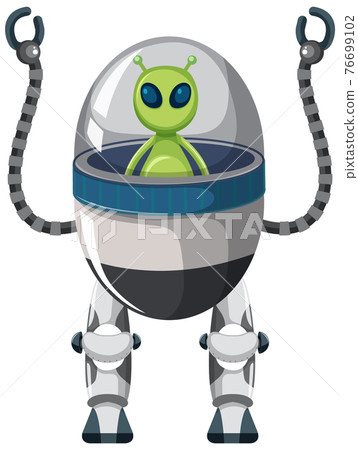 Alien on the robot on white background 76699102