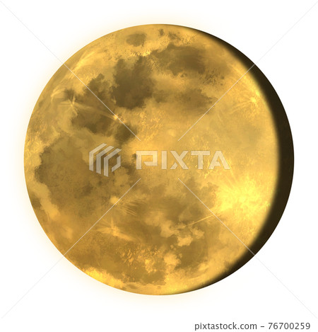 閃耀著金色光芒的十七歲月亮插畫素材 76700259