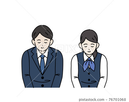 Men and women who bow, welcome, bow their heads, thank you, illustration material 76701068
