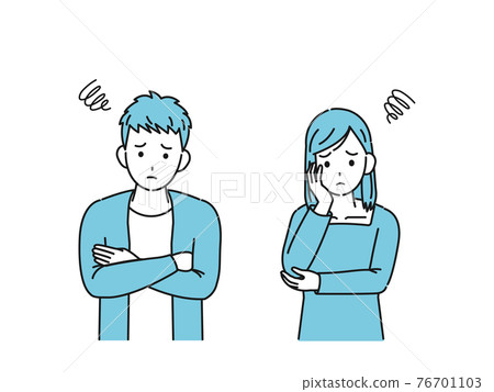Young men and women couples college students worries worries anxiety illustration material 76701103