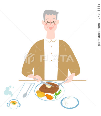 Steak and elderly man 76701114